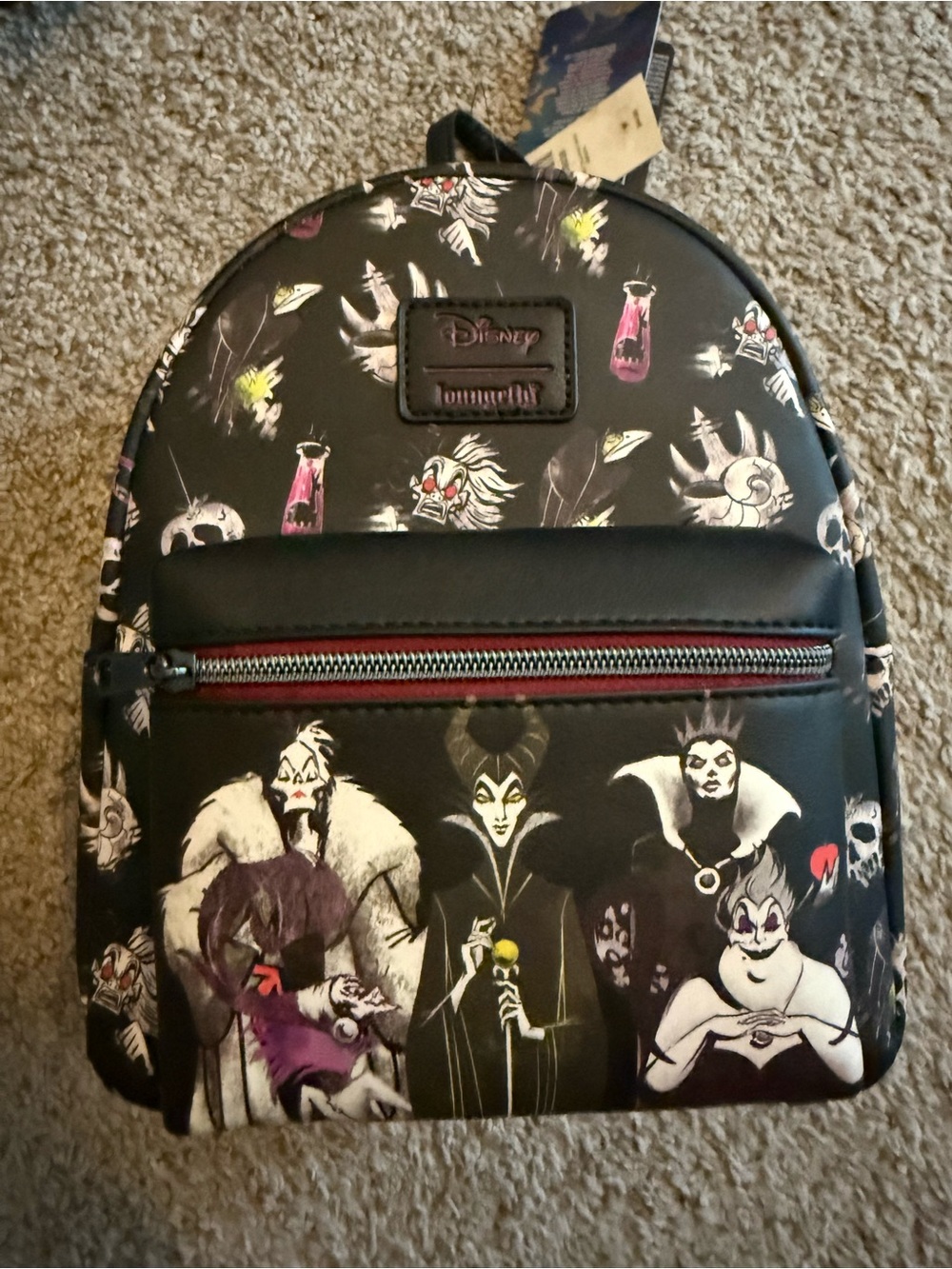 Disney Villains Mini Backpack - Black with Purple, White, Red Accents
